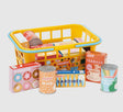Casdon yellow toy shopping basket with play food in front view – Ireland