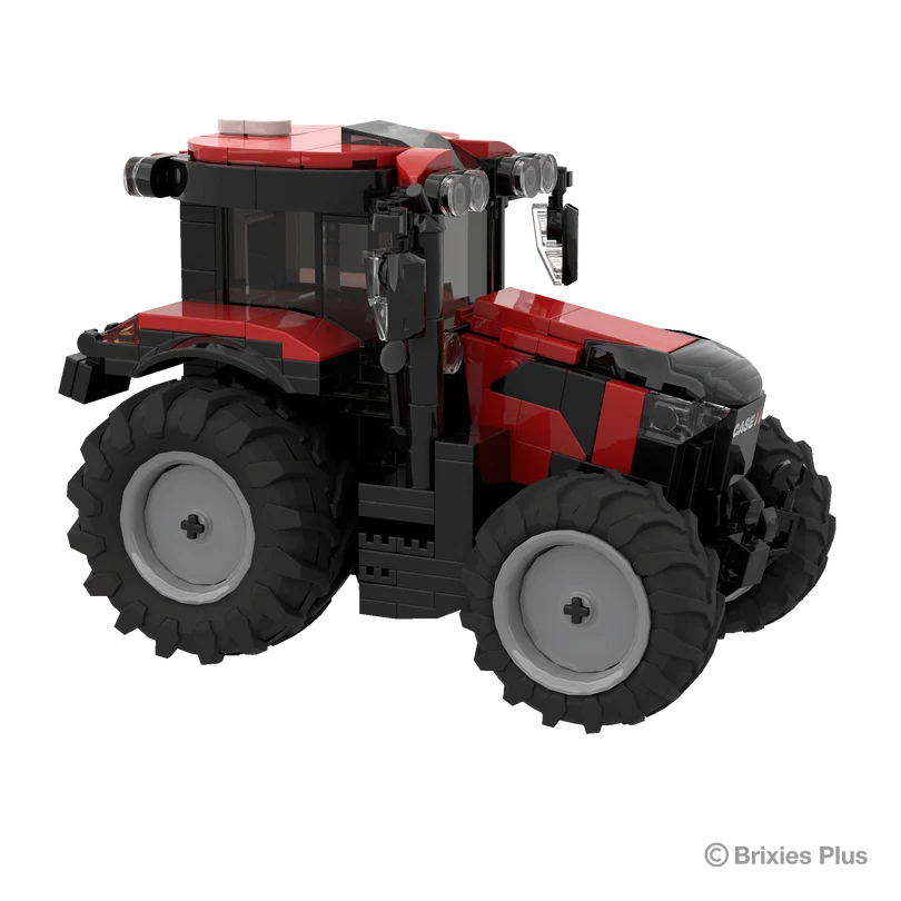 BRIXIES Plus Case Puma 175 tractor viewed at an angle showing the red bonnet, black cab, large rear tyre and front linkage