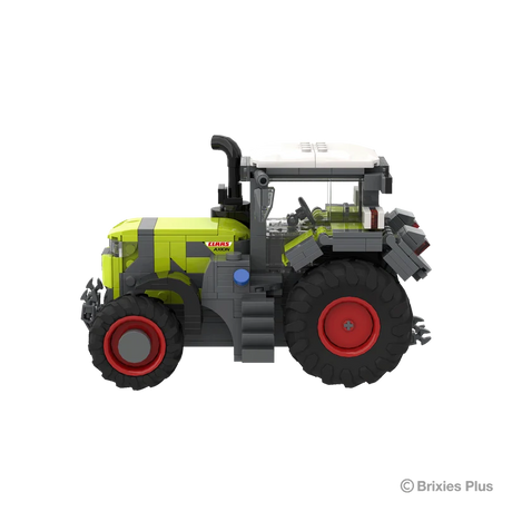 BRIXIES Plus CLAAS AXION 9450 in left side profile with the green bonnet, black cab, front weight and red wheel rims visible