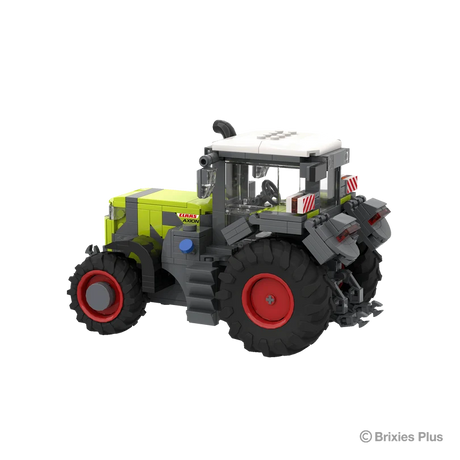 BRIXIES Plus CLAAS AXION 9450 tractor viewed from the left rear showing the green bonnet, enclosed cab, large rear wheel and rear linkage