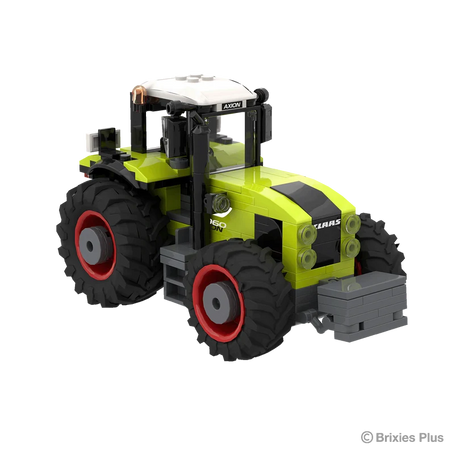 Front three quarter view of the BRIXIES Plus CLAAS AXION 960 showing the headlights, front weight, bonnet, cab and agricultural tyres