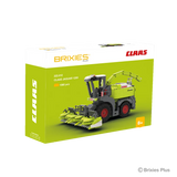 BRIXIES Plus CLAAS JAGUAR 1200 building set shown in its green CLAAS branded box with the completed forage harvester pictured on the front