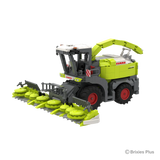 BRIXIES Plus CLAAS JAGUAR 1200 viewed from the front side with the detailed maize header, grey intake frame, cab and CLAAS bodywork clearly visible