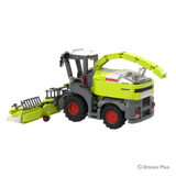 Rear angled view of the BRIXIES Plus CLAAS JAGUAR 1200 showing the rear bodywork, curved discharge spout, cab and maize header extending forward