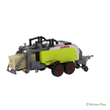 Rear left view of the BRIXIES Plus CLAAS QUADRANT 5300 FC showing the rear bale chamber, black upper frame, side panels and twin wheels