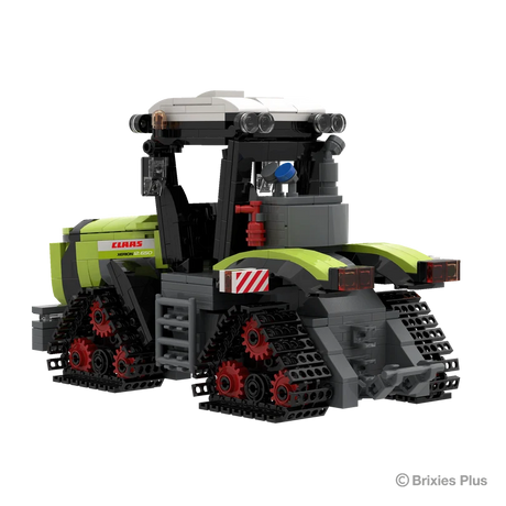 BRIXIES Plus CLAAS XERION 12.650 TERRA TRAC viewed from the rear side showing the rear hitch assembly, cab, rear lights and black TERRA TRAC units
