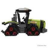 BRIXIES Plus CLAAS XERION 12.650 TERRA TRAC in full side profile with CLAAS branding, enclosed cab, green bonnet and four tracked running units