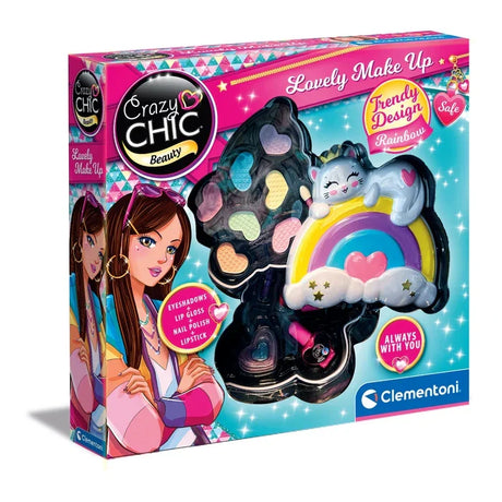 Front box of Clementoni Crazy Chic Lovely Makeup Rainbow Case with cosmetics in Ireland