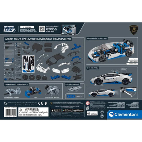 Rear packaging of Clementoni Lamborghini Huracán STO Mechanics set highlighting components in Ireland