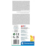 Back of the Clementoni Soft Clemmy 40 Piece Bag packaging showing multilingual safety information, manufacturer details, recycling symbols and barcode 8005125178780.