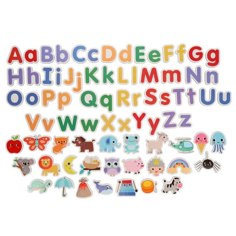 Clever Kidz Play and Learn Magnetic Match Up full set showing alphabet letters and animal pieces