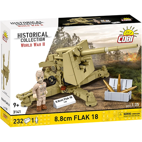 COBI 8.8 cm Flak 18 232 piece building set box shown from the front and side