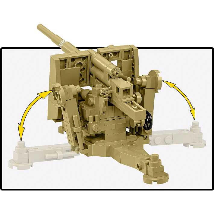COBI 8.8 cm Flak 18 model showing the four folding supports with movement arrows