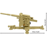 Side view of the tan COBI 8.8 cm Flak 18 model showing 19 cm length and 7 cm height