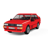 Red COBI Audi quattro 1980 building block model shown from the front and side