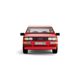 Front view of the red COBI Audi quattro 1980 building block model