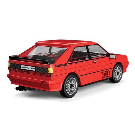 Red COBI Audi quattro 1980 building block model shown from the rear and side