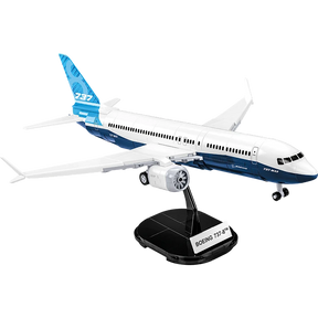 COBI Boeing 737-8 aircraft model shown on the black display stand