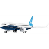 COBI Boeing 737-8 white and blue aircraft model shown from the side with landing gear down