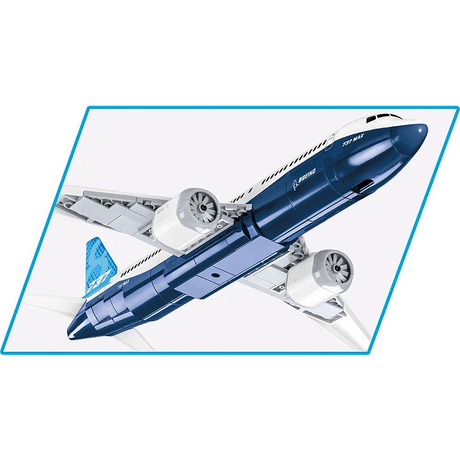 Underside view of the COBI Boeing 737-8 aircraft model showing both engines and wings