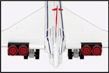 Rear view of the COBI Concorde G-BBDG showing its printed engine nozzles and wheels