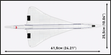 Top view of the COBI Concorde G-BBDG showing its 61.5 cm length and 25.5 cm wingspan