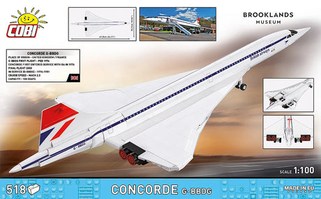 COBI Concorde G-BBDG back packaging artwork with model images, dimensions and aircraft information