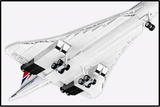 Underside of the COBI Concorde G-BBDG showing its wings, engines and landing gear