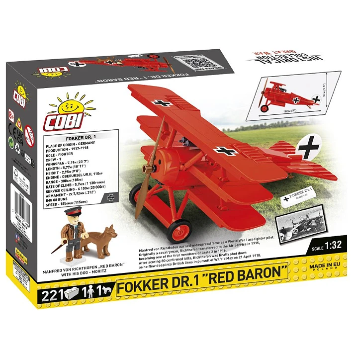 COBI Fokker Dr.1 Red Baron building set box shown from the back and side