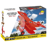 COBI Fokker Dr.1 Red Baron 221 piece building set box shown from the front and side