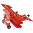 Red COBI Fokker Dr.1 Red Baron triplane model shown from the front and side