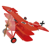 Red COBI Fokker Dr.1 Red Baron triplane model shown from the front and side