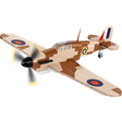 Brown and tan COBI Hawker Hurricane Mk. I aircraft model shown from the front and side