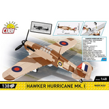 COBI Hawker Hurricane Mk. I 138 piece building set back panel showing the aircraft model, dimensions and landing gear detail