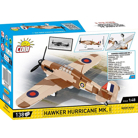 COBI Hawker Hurricane Mk. I building set box shown from the back and side