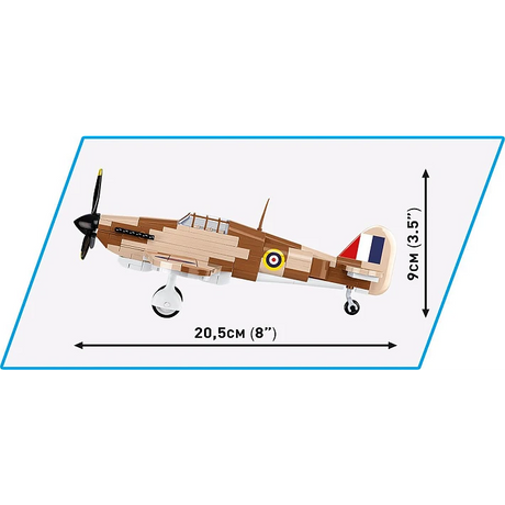 Side view of the COBI Hawker Hurricane Mk. I model showing 20.5 cm length and 9 cm height