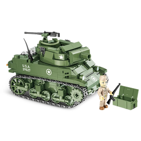 COBI H.M.C M8 Scott model with soldier figure, rifle and green crate