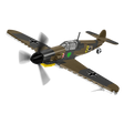 Brown and grey COBI Messerschmitt Bf-109F aircraft model shown from the front and side