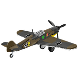 Brown and grey COBI Messerschmitt Bf-109F aircraft model shown from the rear and side