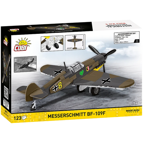 COBI Messerschmitt Bf-109F building set box shown from the back and side