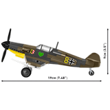 Side view of the COBI Messerschmitt Bf-109F model showing 19 cm length and 9 cm height