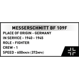 Messerschmitt Bf-109F technical specification panel