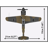 Top view of the COBI Messerschmitt Bf-109F model showing 21 cm wingspan and 19 cm length