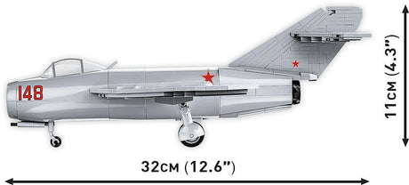 Side view of COBI MiG-15 Fagot showing 32 cm length and 11 cm height
