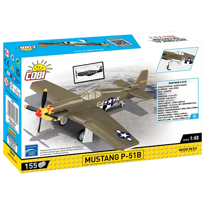 COBI Mustang P-51B building set box shown from the back and side