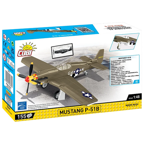 COBI Mustang P-51B building set box shown from the back and side
