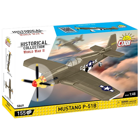 COBI Mustang P-51B 155 piece building set box shown from the front and side