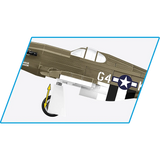 Close view of the COBI Mustang P-51B landing gear with a movement arrow