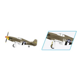 Side view of the COBI Mustang P-51B model with an inset showing the moving landing gear