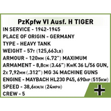Historical specification panel for the PzKpfw VI Ausf. H Tiger tank
